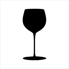 Black silhouette of a wine glass isolated on transparent background