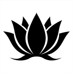 Black lotus flower silhouette isolated on transparent background
