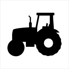 Black silhouette of a tractor isolated on transparent background