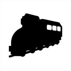 Black silhouette of a train on a transparent background isolated on transparent background