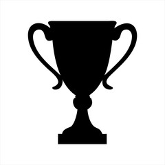 Black silhouette of a classic trophy cup isolated on transparent background