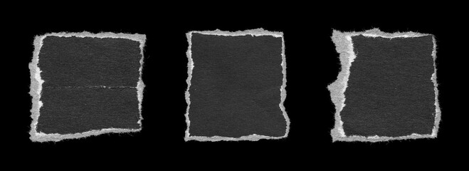 paper collage square scraps for dark theme layouts, black background
