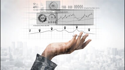 High-tech data visualization dashboard for analytics and performance tracking, including data visualization, trend, data report, and data chart. Marrow