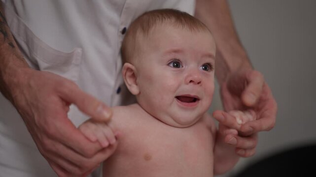 A series of heartwarming and touching images showing a babys transition from concern to pure joy and happiness