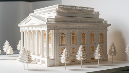 Intricate Paper Model of a Classical Building