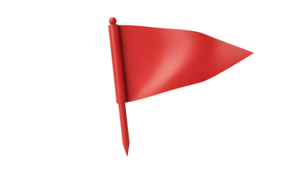 A vibrant red triangular flag on a pole against a stark black background in a simple illustration