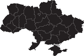 Obraz premium Map of Ukraine with Oblasts Silhouette | Editable Vector Outline
