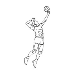 Volleyball player jumping to serve on plain background  