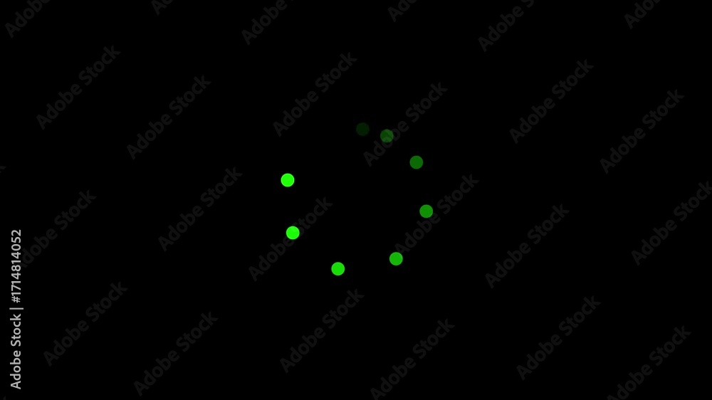 Poster abstract arrangement of glowing green dots forming a circular pattern on a black background