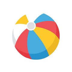 Obraz premium A vibrant beach ball. The ball is a classic toy, perfect for summer fun. It is designed with colorful panels. 