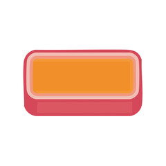 Vector image of red rectangular button with orange center, flat design style.