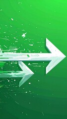 Two white arrows against a vibrant green background