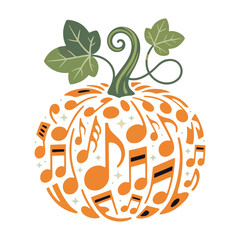 vector illustration of an orange fruit, pumpkin design music instrument
