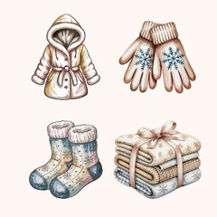 set of winter clothes