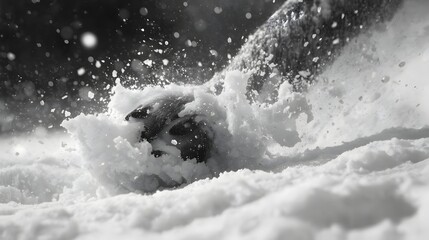 Powder Run: Capturing the exhilarating sensation of gliding through fresh powder. The close-up photo invites you to feel the crisp air and the thrill of the untouched slope.