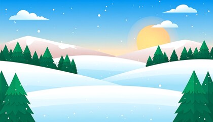 Winter landscape with snow-covered mountains