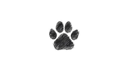 Paw Print Illustration: a rough, hand-drawn paw print, a timeless symbol of animal presence, captures the essence of innocence and affection
