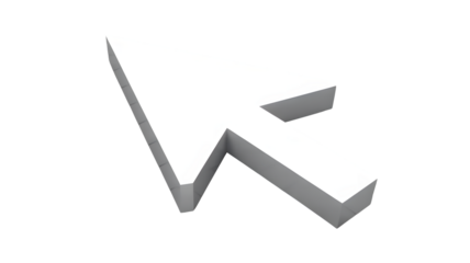 Isolated white arrow cursor pointing up and to the right on a black background in a three d render
