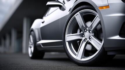 Silver Sports Car Close-up Wheel