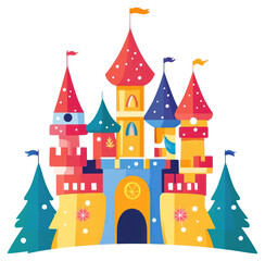 PNG Christmas castle illustration architecture children's.