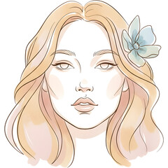 Woman with Flower Illustration