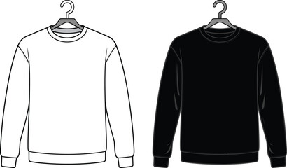 sweatshirt, crewneck, pullover, long, sleeve, ribbed, casual, fashion, clothing, apparel, garment, winter, warm, cozy, unisex, front, back, vector, design, illustration © fmfahim creatives