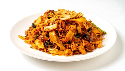 Stir-fried noodles on plate