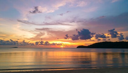 Serene sunset over a tranquil beach