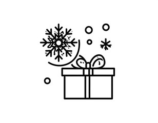 Gift and snowflake icon, winter theme