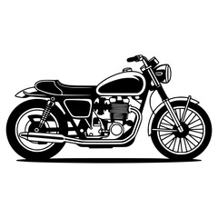 Fototapeta premium Vector illustration of a vintage chrome motorcycle on a white background with a black engine and red wheels