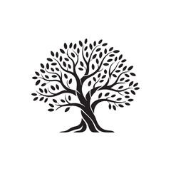 vector tree silhouette with roots