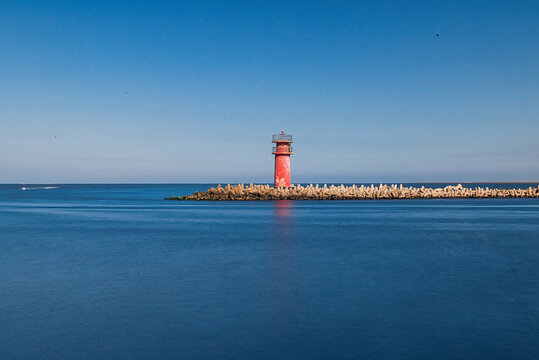 lighthouse on the coast of the sea