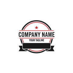Vintage circular logo template with a star and banner for company branding and identity.