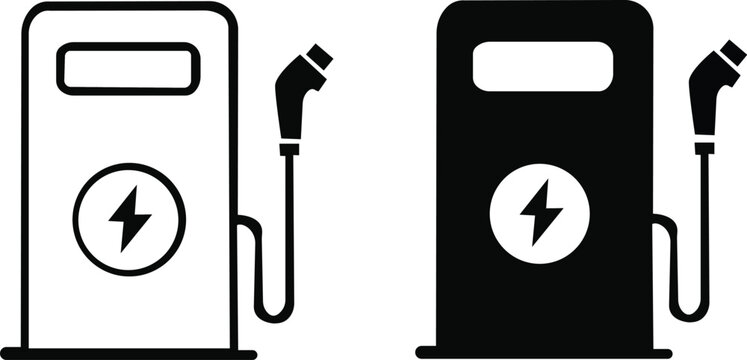Charging vehicle plug icons set,Electric vehicle charging point icons. EV car, green hybrid vehicle charging station symbol. charging station icon, electric vehicle charging device