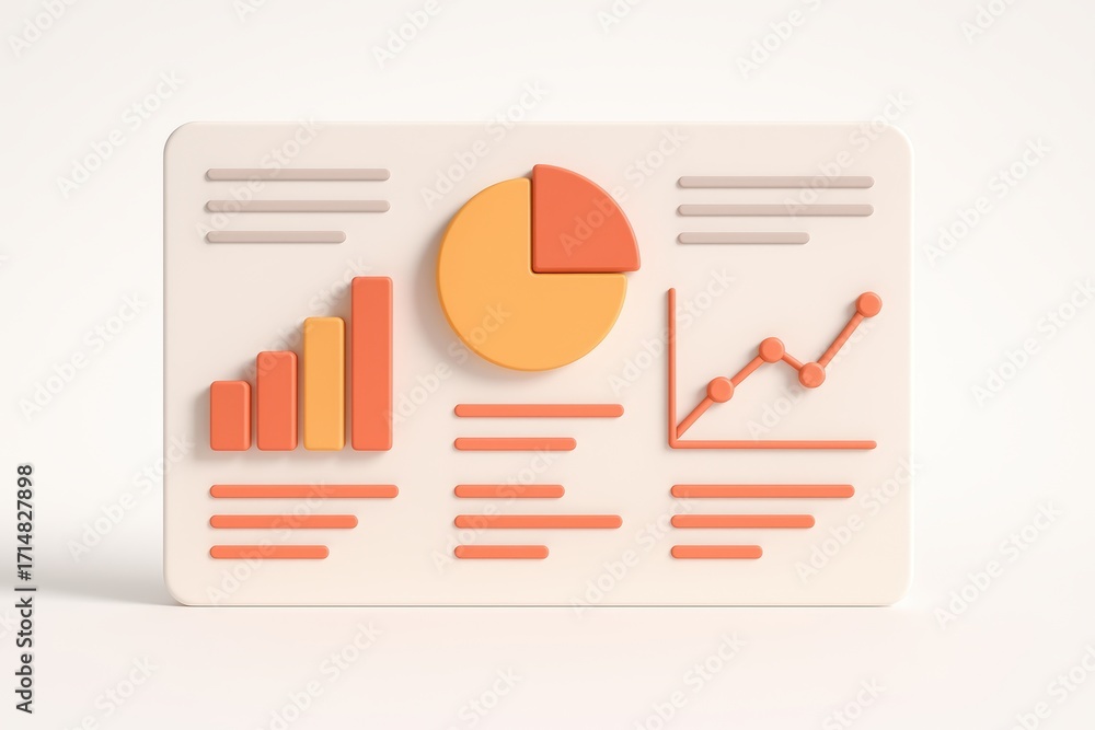 Poster visual data presentation: a clean, simple illustration of a data board, highlighting key financial a