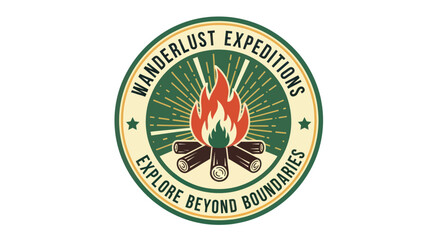 Wanderlust Expeditions logo featuring a campfire and radiating lines.