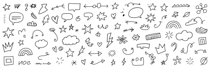 Hand-drawn Doodle Set Cute and Quirky Design Elements for Social Media Planners and More