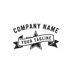 Vintage logo design with a star and ribbon banner.