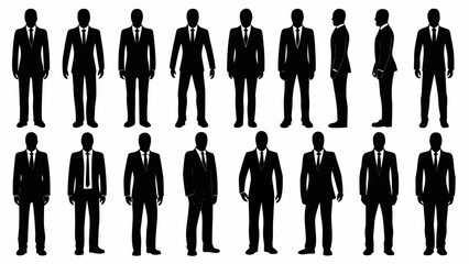 Diverse businessmen in sharp suits showcase professional style and corporate readiness from multiple angles