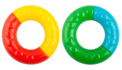 Two colorful circular toys