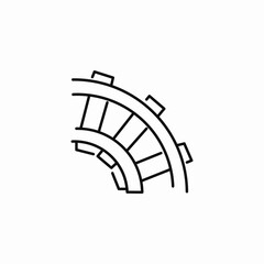 curved railroad tracks icon sign vector
