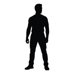 A striking dark figure of a man standing confidently silhouette