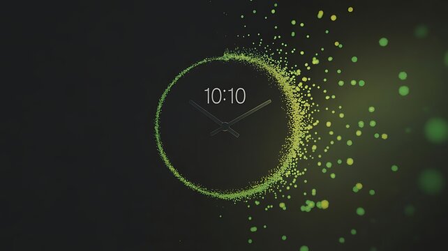 Green dots forming clock silhouette