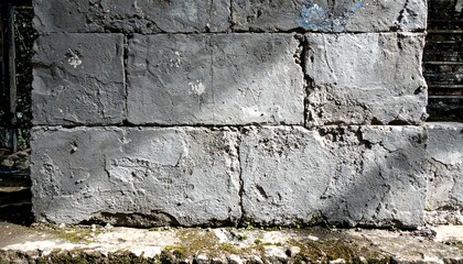 Gray stone wall with shadows and moss
