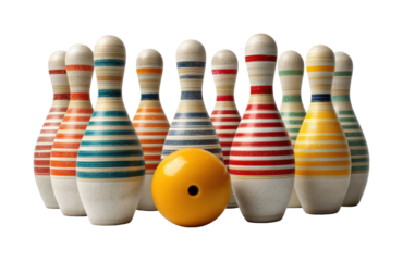 Bowling game action alley fun activity PNG, isolated on transparent background