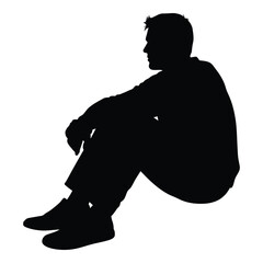 A seated man in a thoughtful pose a striking black silhouette