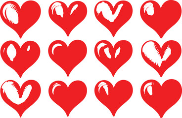 Red Heart Shapes with White Highlights on White Background vector 6xwwkamjt4y