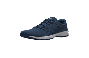 Dark blue athletic running shoe isolated on black background