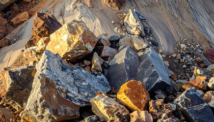 Assorted rocks and sand