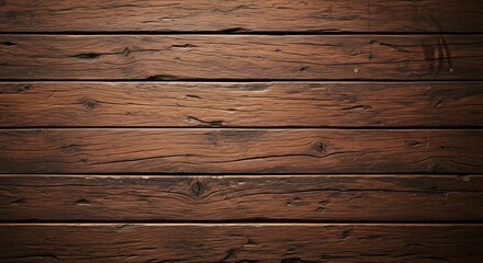 Rustic Wooden Plank Background, Rich Brown Tones, Textured Surface.